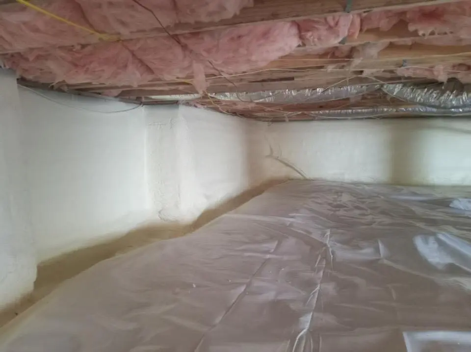 Crawl space encapsulation with closed-cell spray foam for Roof Leak Repair in Morris